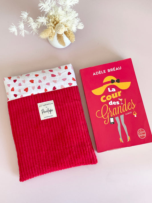 Pochette à livre molletonnée velours rouge