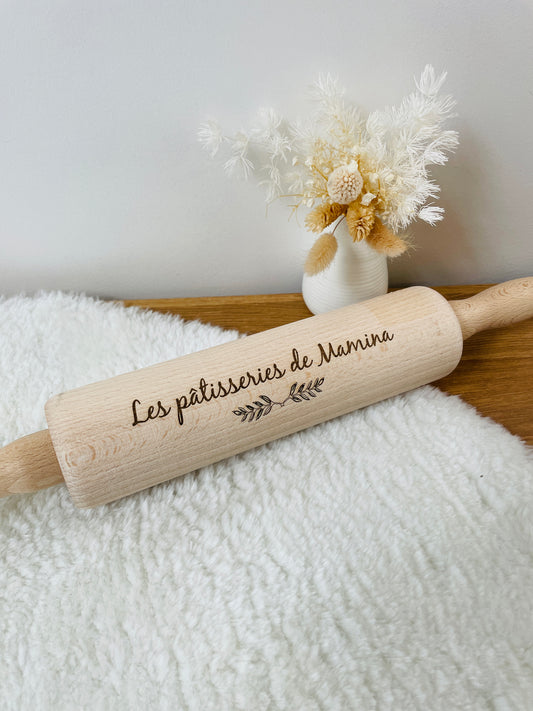 Rouleau à pâtisserie en bois gravé