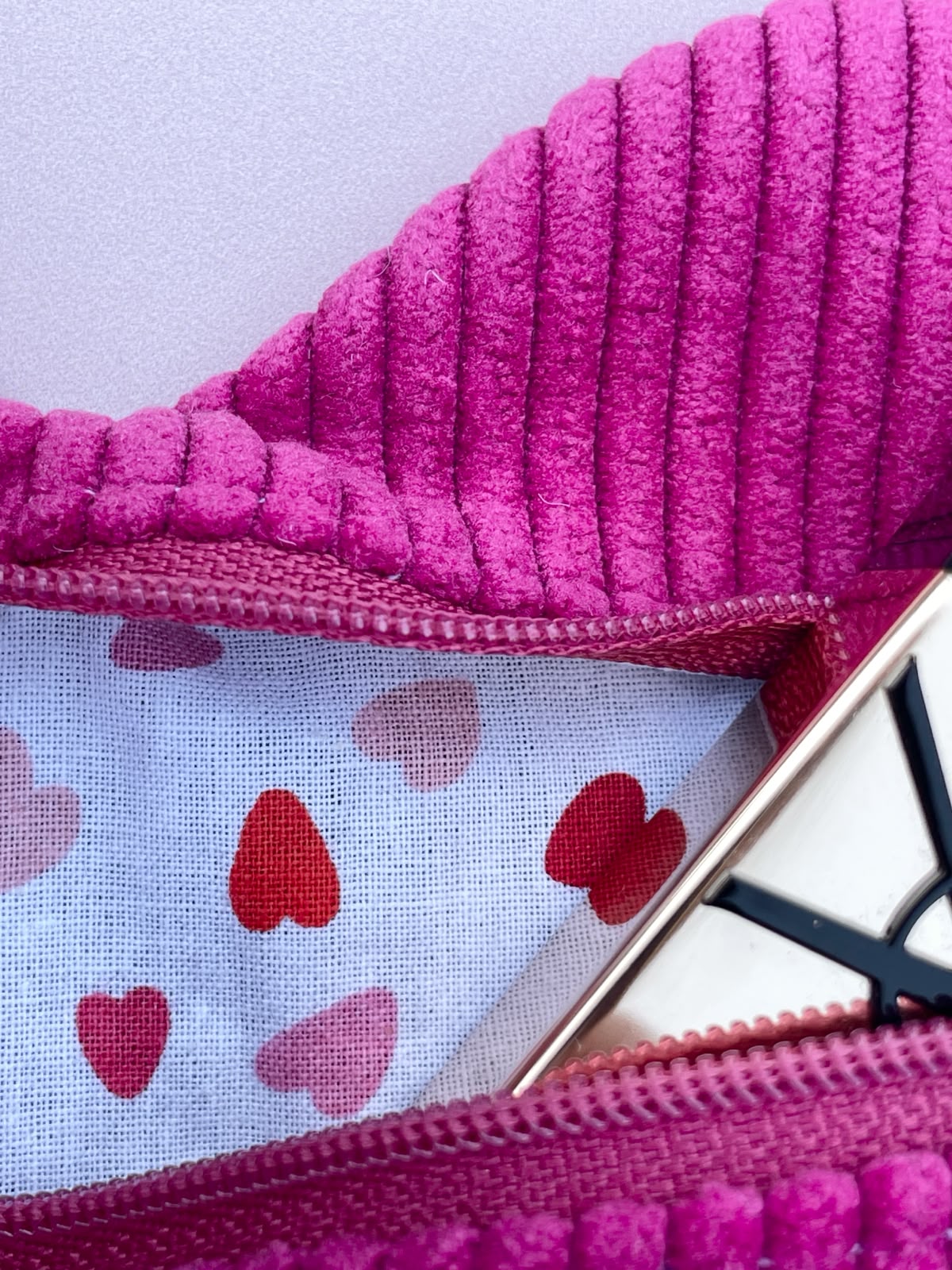 Trousse Cœur en Velours Côtelé