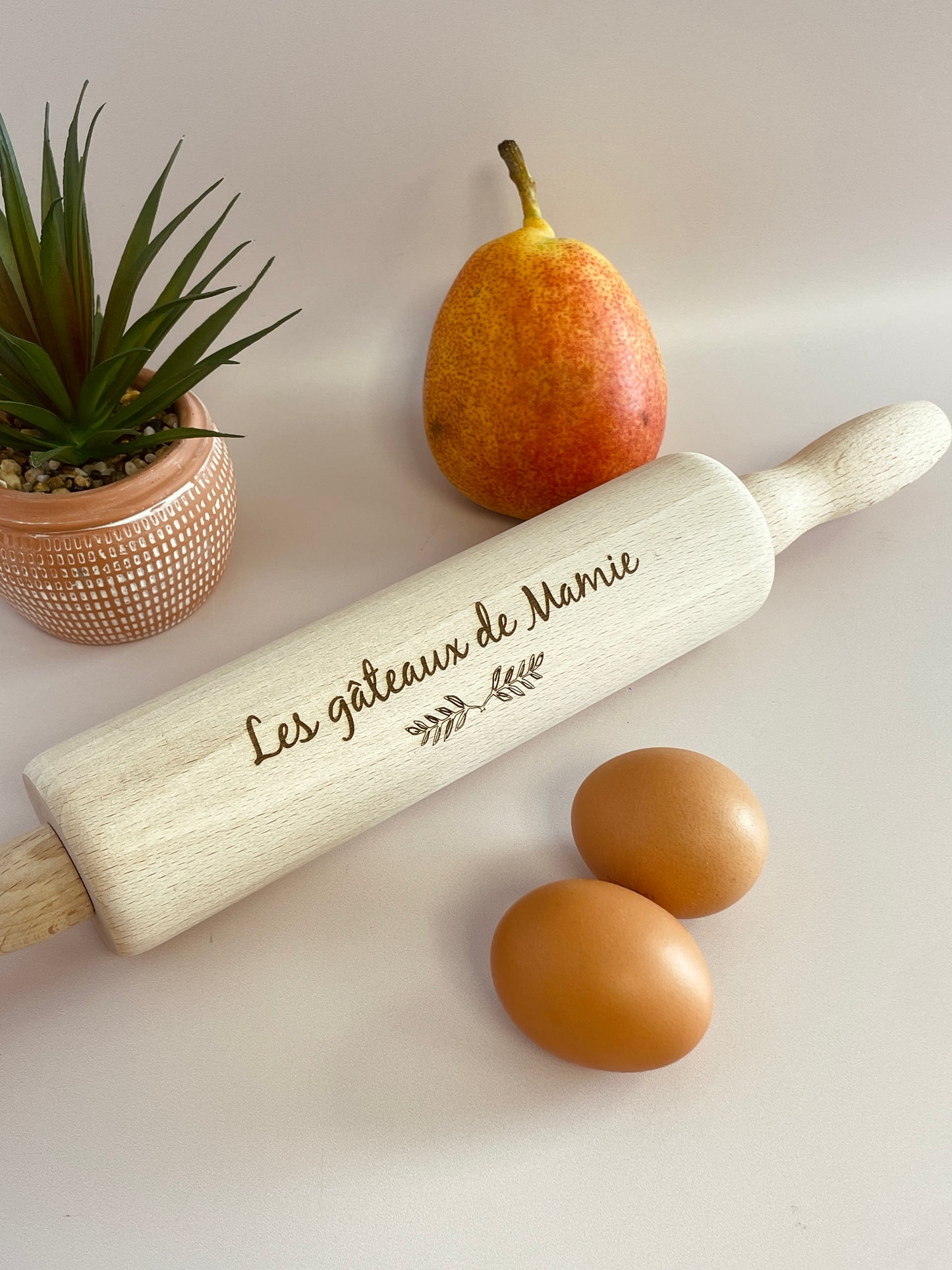 Rouleau à pâtisserie en bois gravé