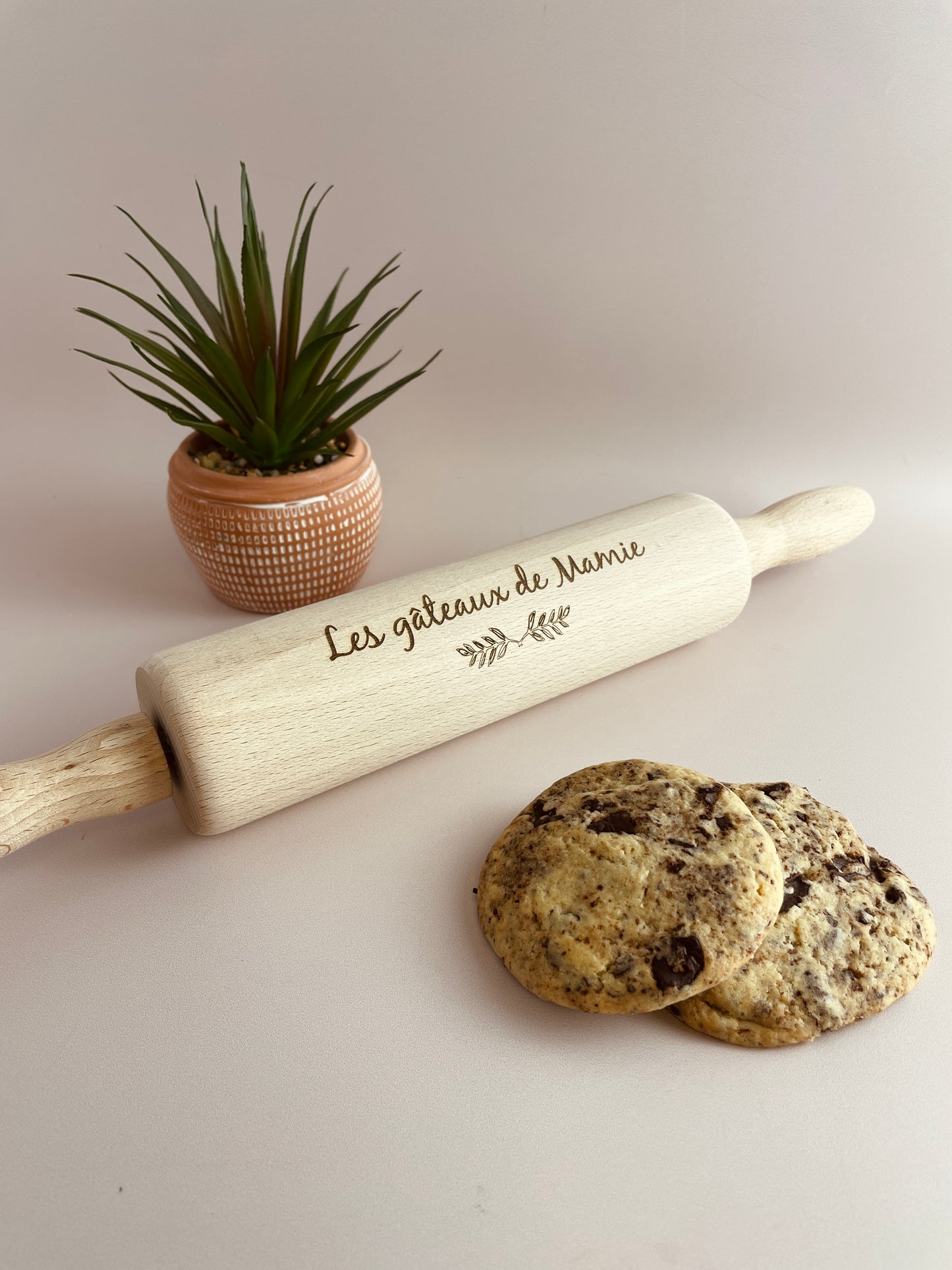 Rouleau à pâtisserie en bois gravé