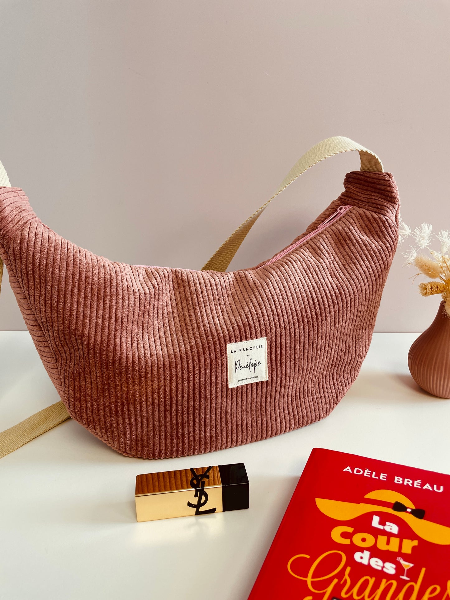 Sac demi lune rose