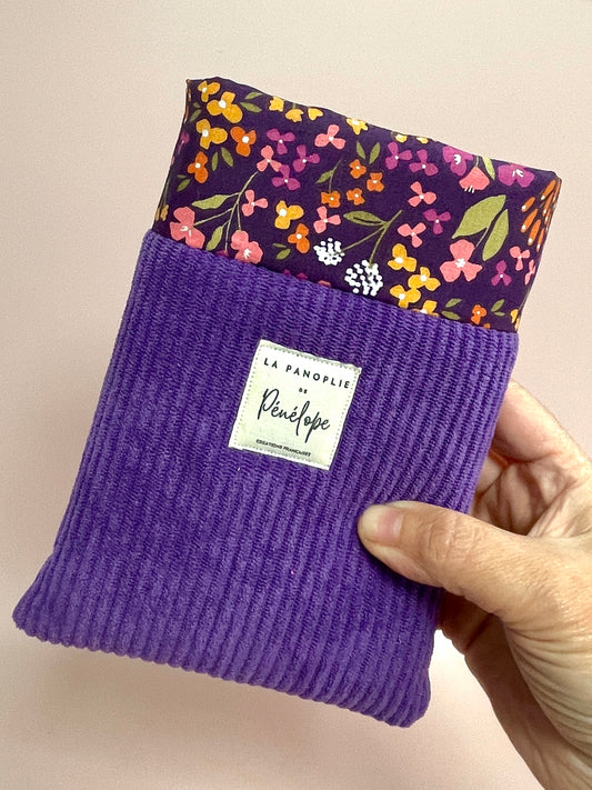 Pochette à livre molletonnée en velours violet