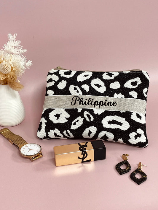 Petite pochette léopard noir ou beige