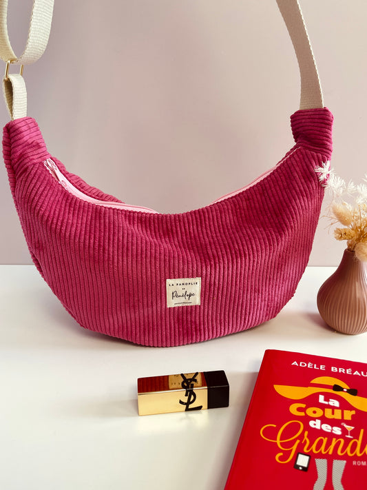 Sac demi lune fuschia