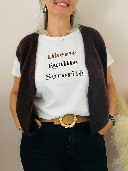 Tee shirt blanc Sororité Léopard