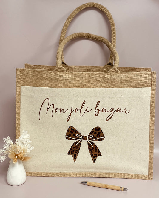 Sac cabas Mon joli bazar Léopard