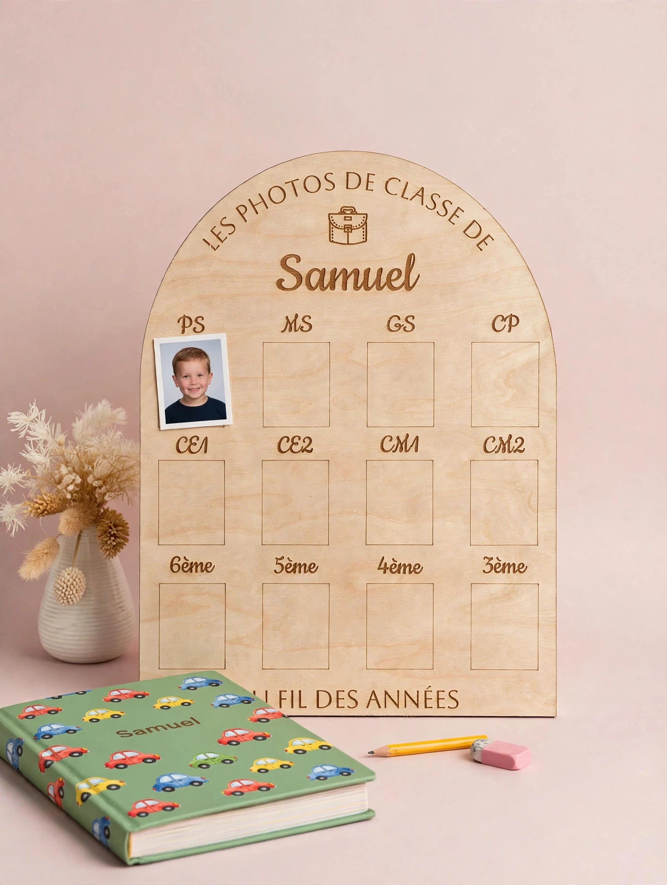 Cadre photos de classe personnalisé en bois - De la maternelle au collège