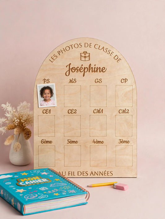 Cadre photos de classe personnalisé en bois - De la maternelle au collège