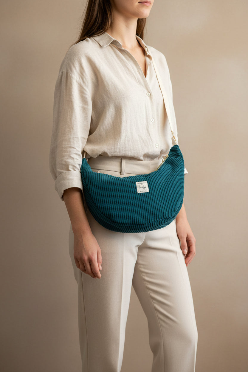 Sac demi lune beige