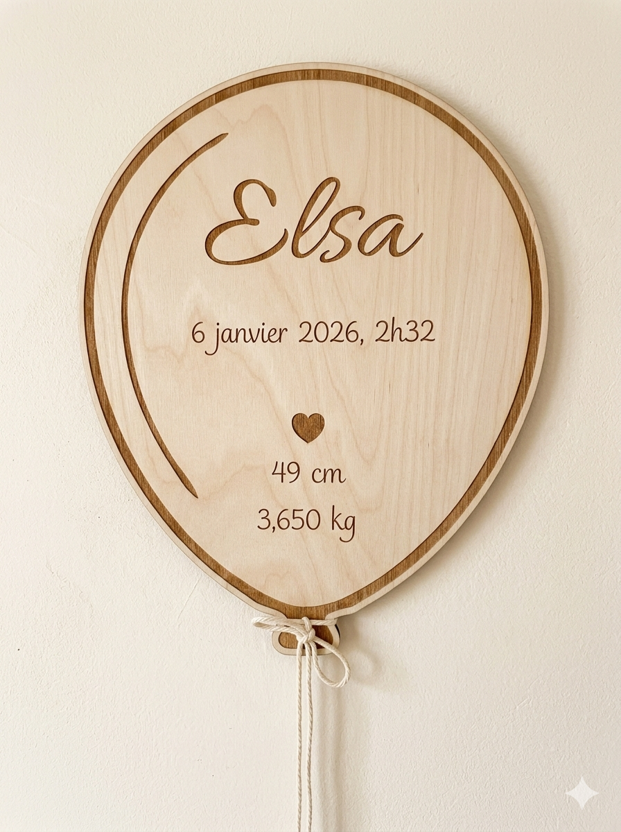 Ballon prénom bois