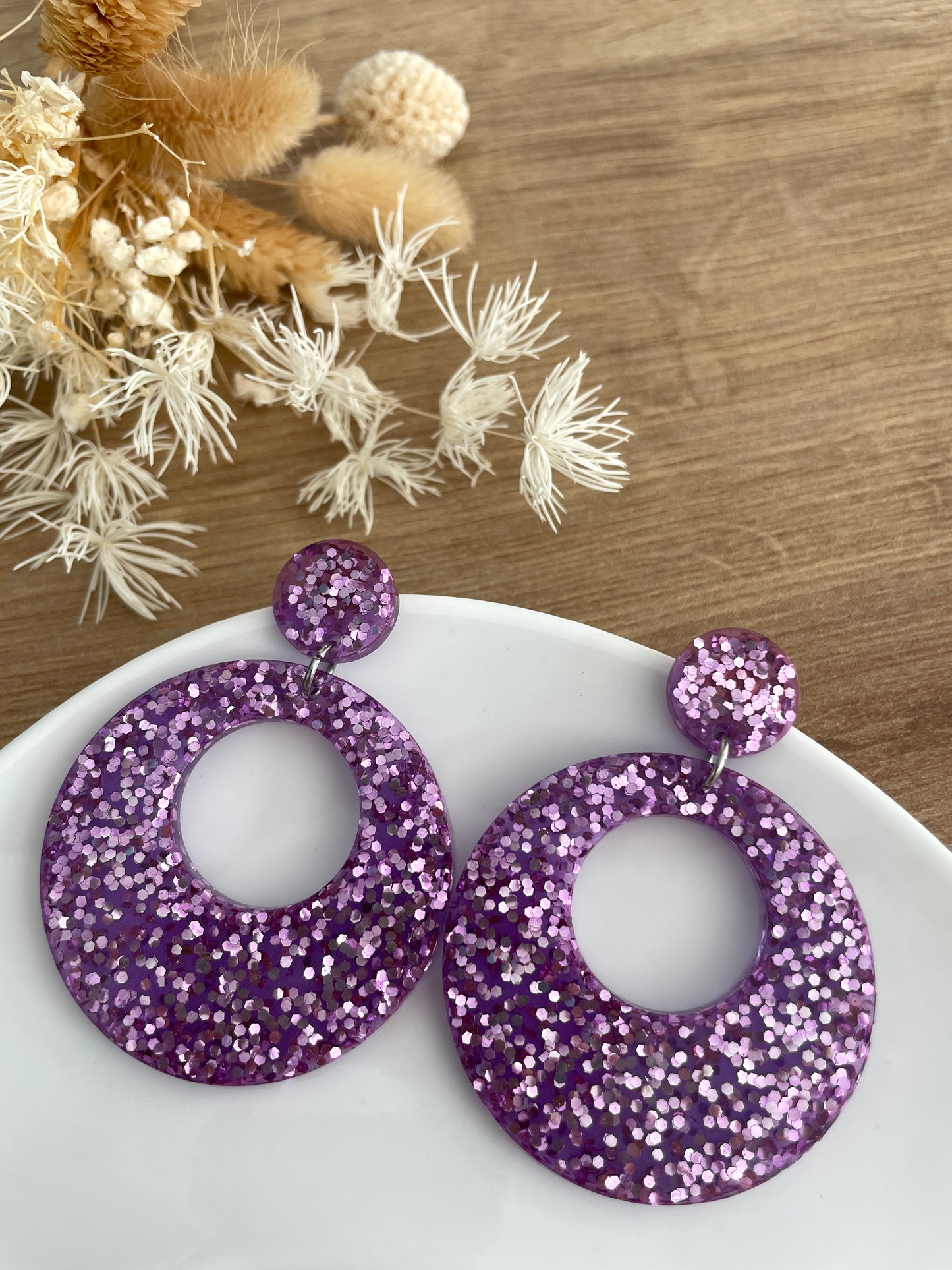 Boucles d’oreilles Yuna (vertes ou violettes)