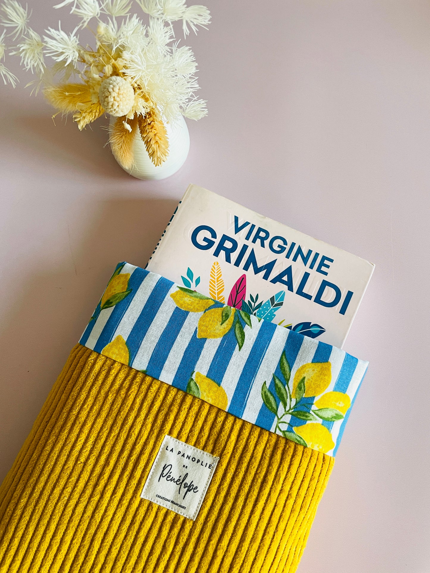 Pochette à livre molletonnée en velours jaune