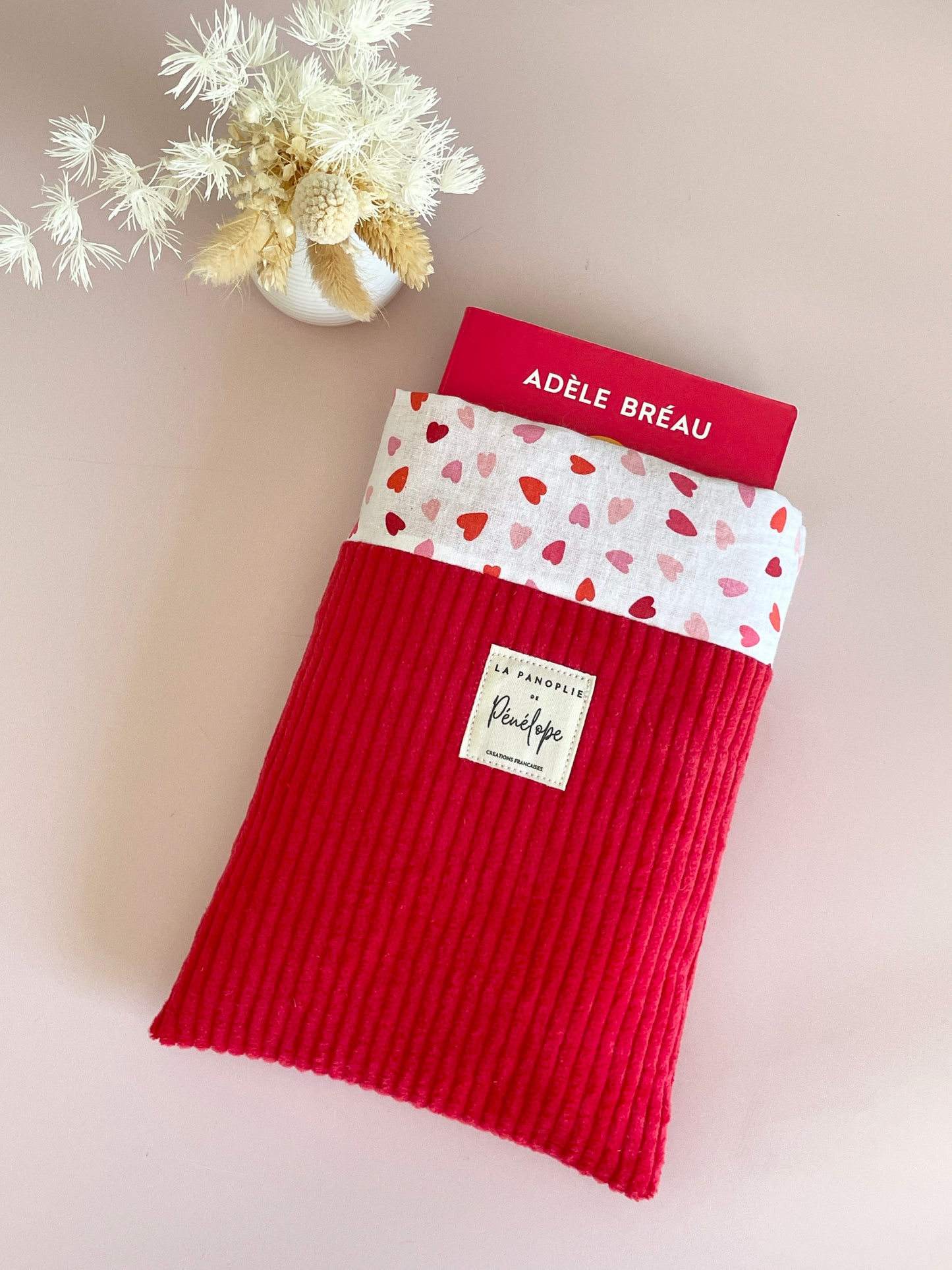 Pochette à livre molletonnée velours rouge