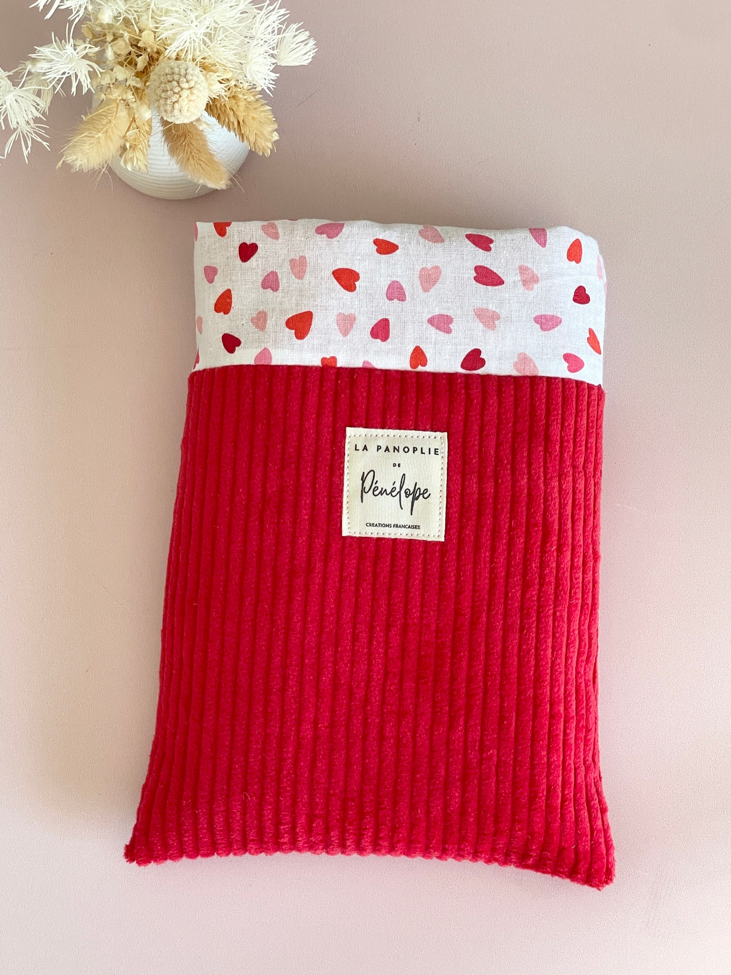 Pochette à livre molletonnée velours rouge