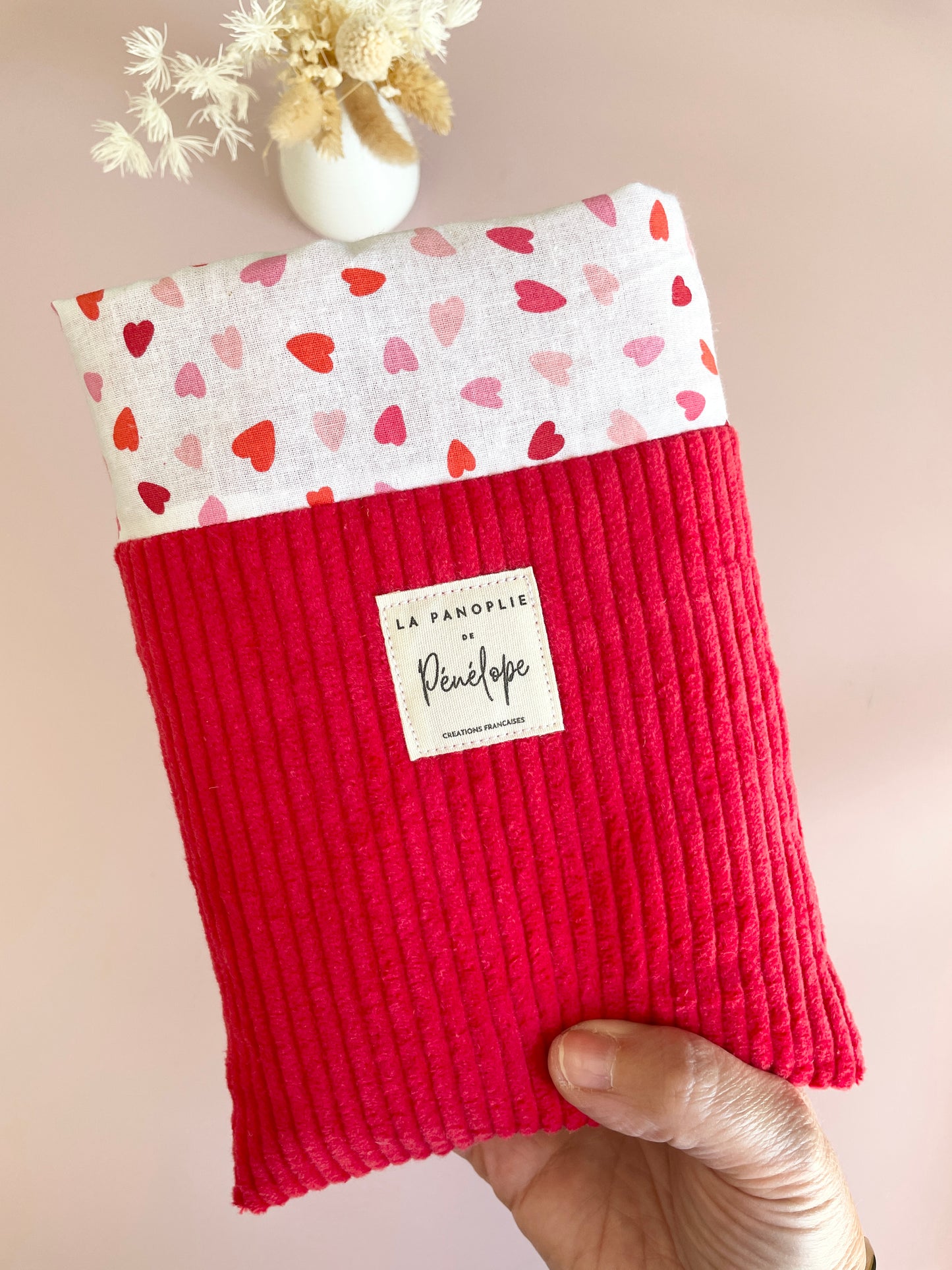 Pochette à livre molletonnée velours rouge