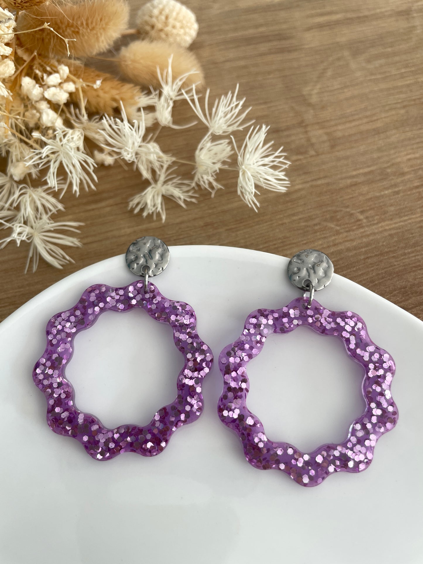 Boucles d’oreilles Lou (vertes ou violettes)