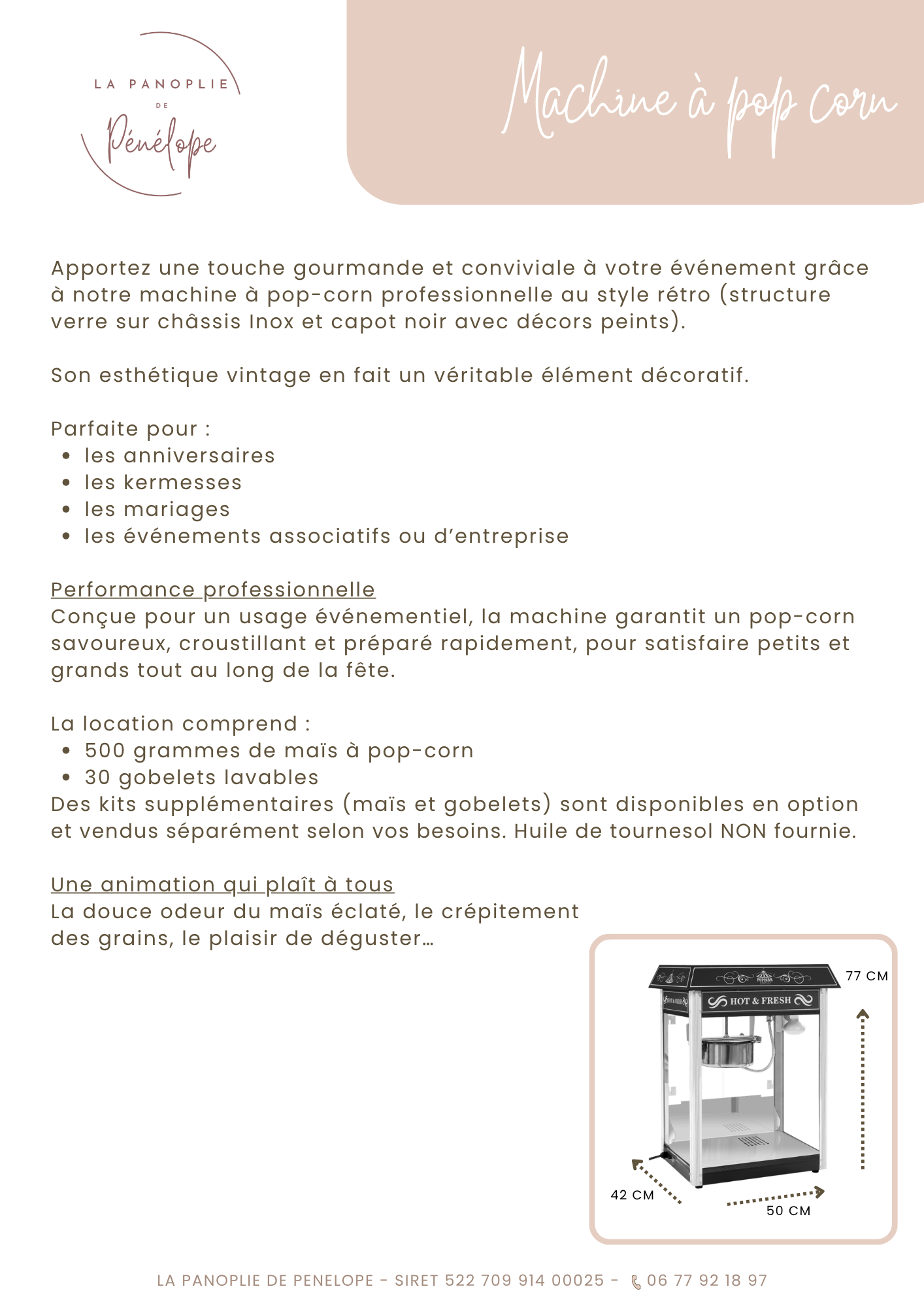 Location Machine à pop corn