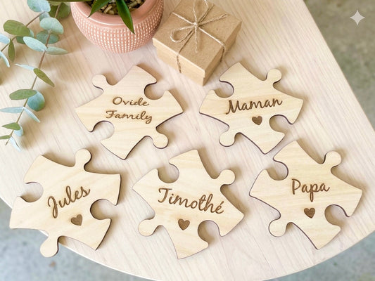 Pièce de Puzzle Magnétique en Bois Gravé – Personnalisable
