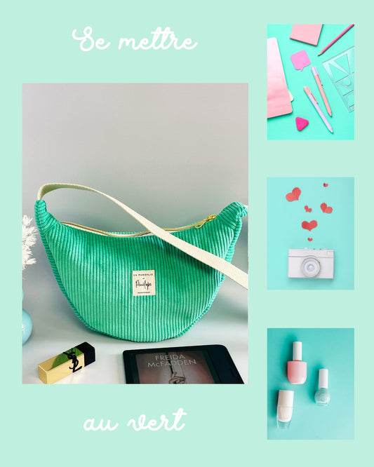 Sac demi lune vert menthe (petit modèle)