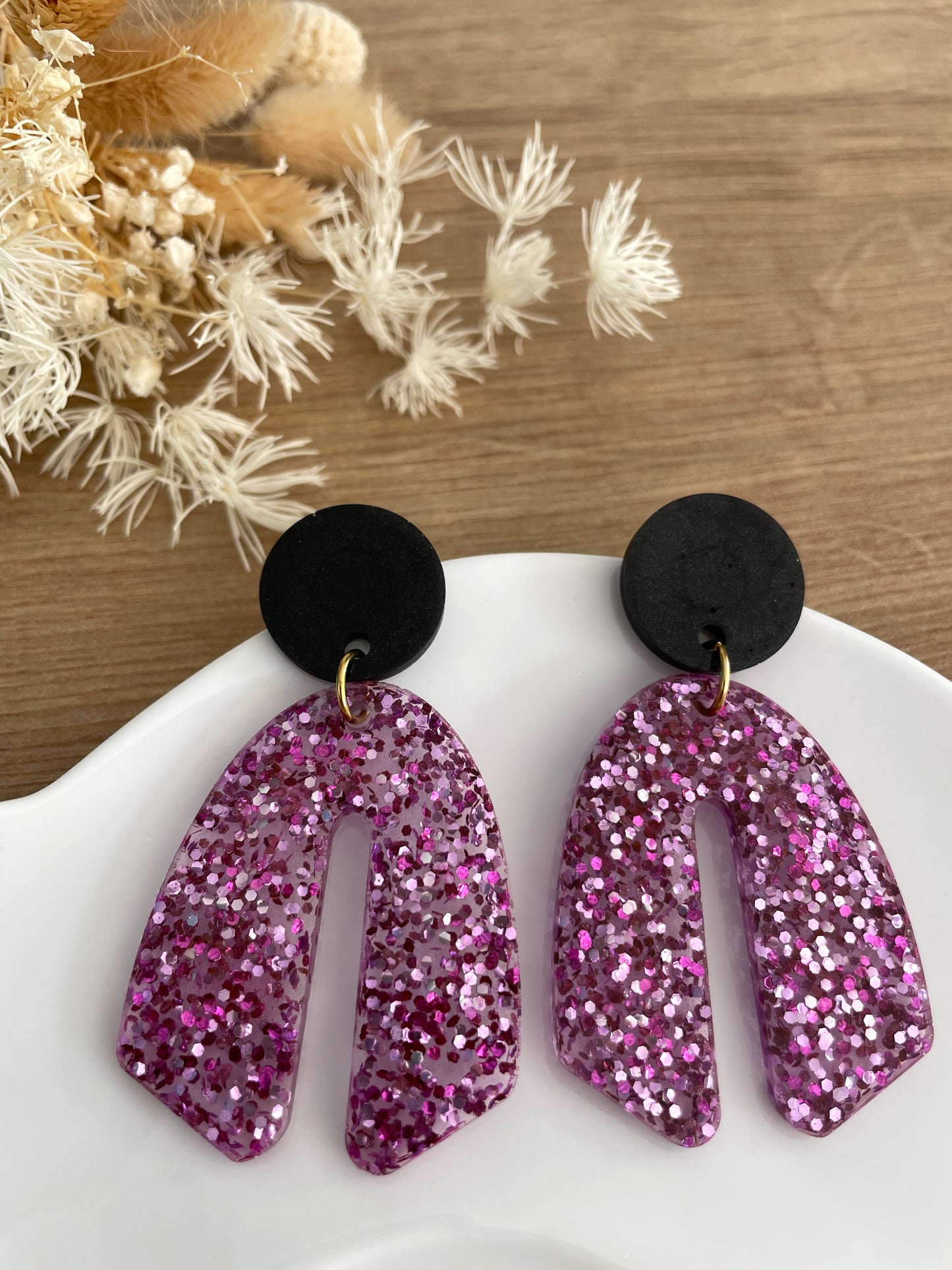 Boucles d’oreilles Solène (vertes ou roses)