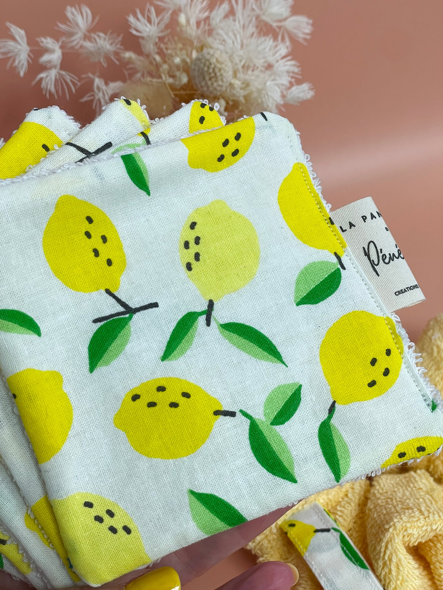 Fleur de Douche & 5 Lingettes Lavables - Kit Zéro Déchet Citron