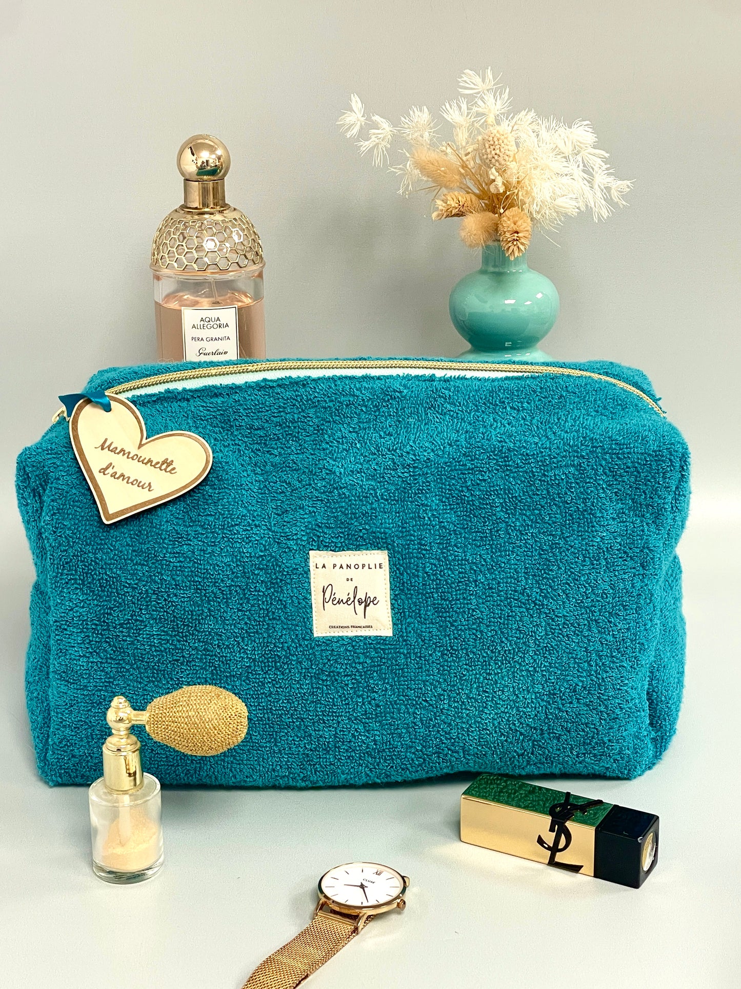 Trousse "Nuage" en éponge bleu canard – Douceur & Volume